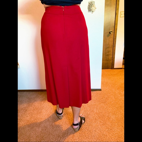 Talbots Red 100% Wool Skirt - Picture 2 of 5